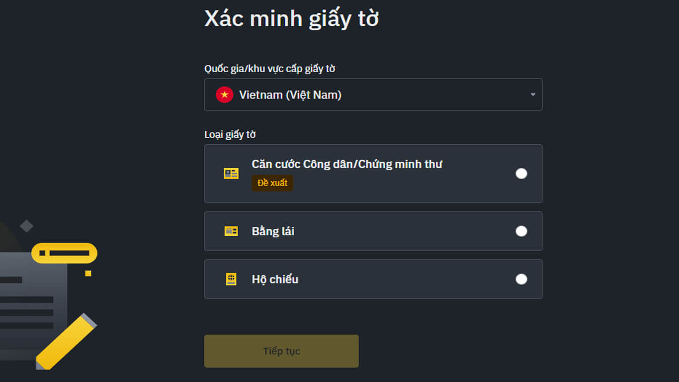 Xác minh tài khoản Binance để mua USDT nạp Iwin Club